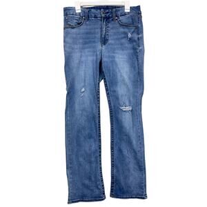 Seven7 Womens 24W High Rise Slim Bootcut Jeans Light Wash Distressed